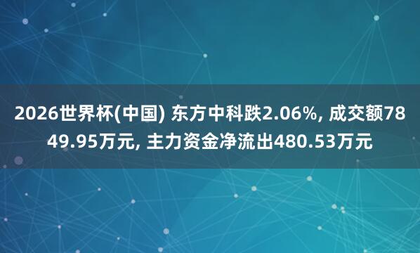 2026世界杯(中國) 東方中科跌2.06%, 成交額7849.95萬元, 主力資金凈流出480.53萬元