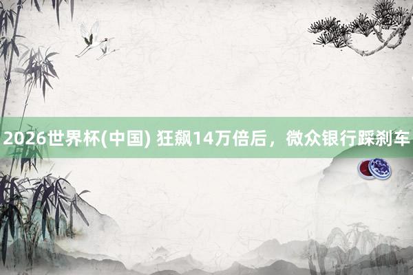 2026世界杯(中國) 狂飆14萬倍后,微眾銀行踩剎車