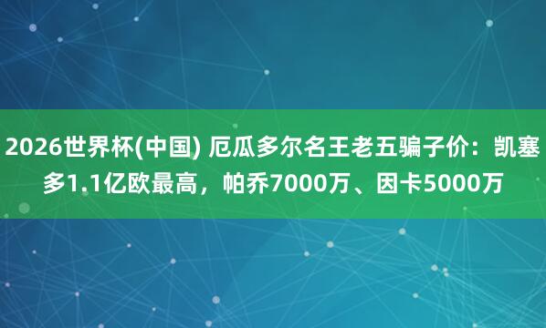 2026世界杯(中國) 厄瓜多爾名王老五騙子價：凱塞多1
